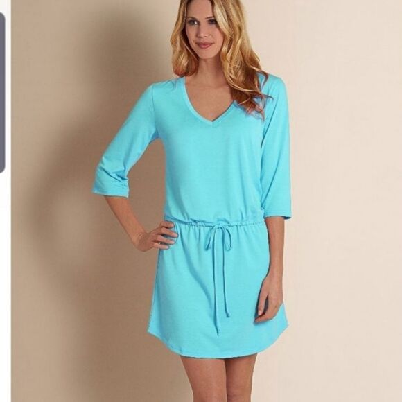 Soft Surroundings blue easy knit coverup dress Sma - Picture 1 of 5